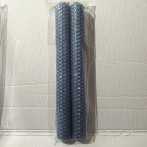 1 Pair, 8" Bees Wax Designer Candles, Periwinkle Blue w/Iridescent Blue Glitter